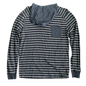 SHAUN WHITE TEE HOODIE LONG SLEEVES STRIPES POCKET BLUE WHITE SHIRT